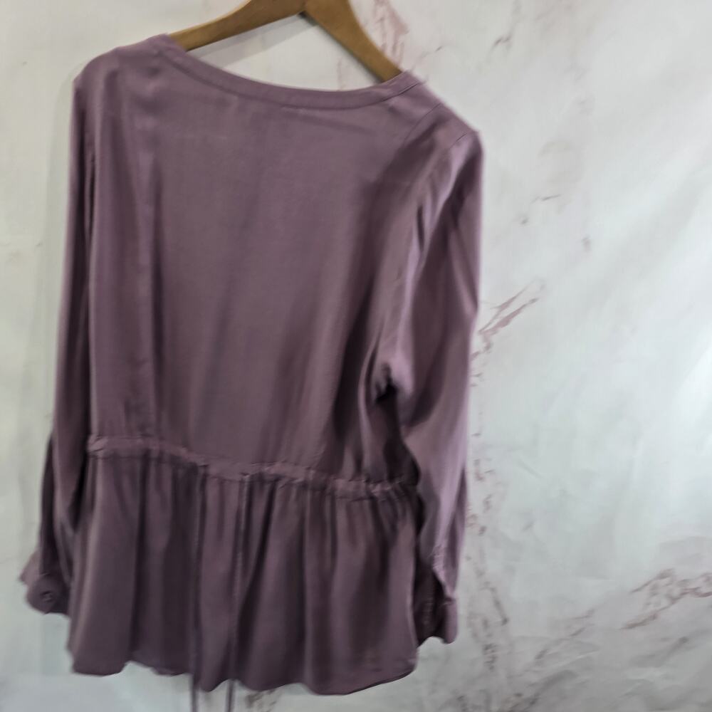 ModCloth Shirt Womens 2X Purple Muave Button Up Blouse Tie Back Mod Cloth - Picture 5 of 10
